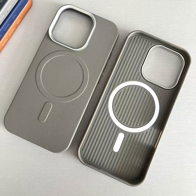 BAILI Factory Wholesale Mobile Phone Case for Samsung S25 Plus S24 Ultra S23 Silver Lens Frame Color Leather Magnetic Back Cover