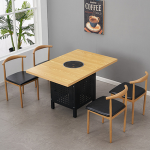 Mesa de comedor rectangular personalizable, cabina de restaurante de mármol barata, diseño de mostrador de Bar, muebles de losa de madera, hoteles, restaurantes - Product Image 4