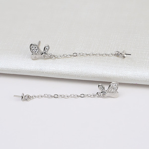 Pendientes de Plata S925 con Forma Cuadrada para Mujer, Accesorios de Joyería DIY con Incrustaciones de Perlas de 8-9 mm, Bandeja Vacía Semiterminada, Producto 1045 - Product Image 3