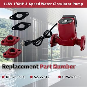 ปั๊มน้ำหมุนเวียน 1/6HP 115V 3 สปีด 33 GPM ระยะส่ง 29 ฟุต แบบหน้าแปลน 3/4 นิ้ว สำหรับระบบทำความร้อนแบบไฮโดรนิค - Product Image 2