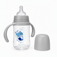 Biberon pour bébé de 250 ml en PP et silicone sans BPA, motif dessin animé, avec débit variable pour 0-12 mois, vente en gros