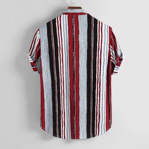 <span class=keywords><strong>Chemise</strong></span> à manches courtes d'été <span class=keywords><strong>grande</strong></span> <span class=keywords><strong>taille</strong></span> pour hommes Bar vertical Chemises imprimées de smoking Chemises élégantes à fleurs pour hommes - Product Image 6