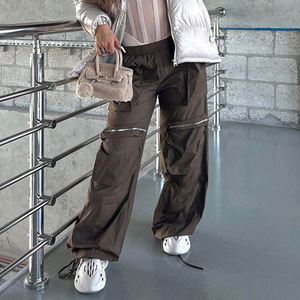 2024 femmes <span class=keywords><strong>Cargo</strong></span> <span class=keywords><strong>pantalon</strong></span> nouvelle tendance ample taille serrée fermeture éclair poche décontracté rue fête Style - Product Image 3