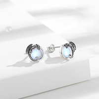 Boucles d'oreilles clous Changda Black Dragon Moonstone, tendance, serties pavé, hypoallergéniques, bijoux fantaisie