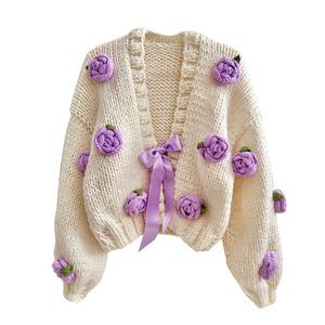 <span class=keywords><strong>Pull</strong></span> personnalisé 7GG fait main en coton 100% - <span class=keywords><strong>Pull</strong></span> tricoté à la main avec motif de rose personnalisé - Product Image 3