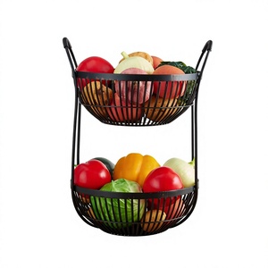 Paniers de rangement modernes en fil métallique avec poignées, forme circulaire, pour un rangement soigné, usage polyvalent, essentiels pour la cuisine - Product Image 3