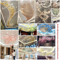 Luminaire suspendu en verre personnalisé, moderne, carré, long, LED, à hauteur réglable, multi-formes, multi-couleurs, pour villa, restaurant