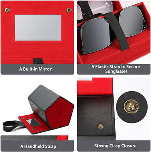 Organizzatore per Occhiali da Sole Pieghevole di Lusso a 5 Scomparti in PU, Custodia per Occhiali con Specchio, Vendita Diretta dalla Fabbrica - Product Image 5
