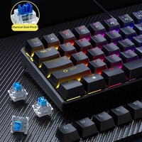 Keyboard Mekanik 61-tombol, Desain Ergonomis, Kabel Tipe-C yang Dapat Dilepas, Keyboard Gaming Nirkabel Mini, PC Bahasa Inggris