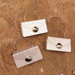 Weiße Hochzeits feier Braut Acryl Box Clutch Top Griff Geldbörse Cocktail Party Abendessen Handtasche Frau Metall Shell Lock Abend tasche - Product Image 6