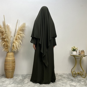 Eid Abaya <b>Set</b> 2 Pieces Khimar and Versatile Dress Women Abaya Suit 2231# +6673# Hot Sale Simplicity Solid Color 11 Colors Nida - Product Image 2