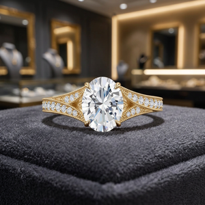 แหวนเพชรทรงรีจาก IGI Lab Grown Diamond ประดับเพชรรอบวง ทอง 10K 14K 18K เงิน 925 935 - Product Image 1