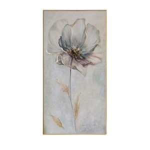 Hand Painted Oil Painting Flower Modern Light Luxury Vertical <b>Wall</b> Art Metal <b>Frame</b> For Hallway Corridor Decor - Product Image 5