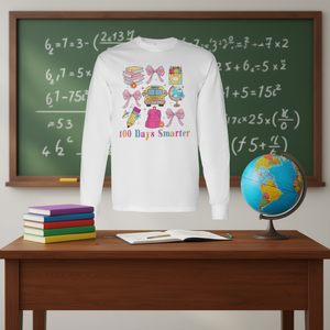Maglietta a maniche lunghe 100 Days Smarter Bow Pencil a tema scolastico per bambini - Product Image 3