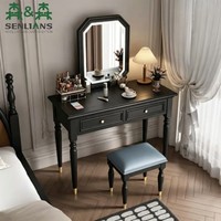 Coiffeuse néoclassique française avec miroir LED octogonal, pieds sculptés, pour suite parentale élégante