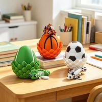 Statue d'œuf de dragon de football imprimée en 3D, animaux, artisanat, ornement, cadeau, figurine créative tendance, jouet unisexe, âges 7-12 ans