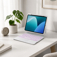 Clavier sans fil rétroéclairé RVB avec pavé tactile, compatible avec iPad 7e/8e/9e génération 10,2 pouces, étui clavier détachable