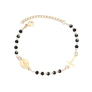 Bracelets de luxe pour femmes en acier inoxydable plaqué or 18 carats avec breloque croix religieuse Jésus pour filles, vente en gros - Product Image 3