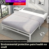 Lit superposé moderne Yukang en métal, simple ou double, en fer forgé, tatami, nervuré, épaissi, renforcé, sans tête de lit, pliable, noir, 1 an