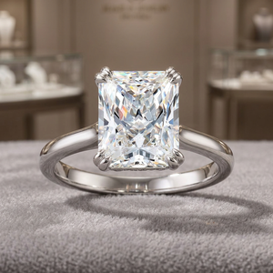 4CT Radiant Cut Moissanite Engagement <b>Ring</b> <b>Diamond</b> Platinum Plated 925 Silver Womens Vintage Tension Setting Eternity Band Party - Product Image 3