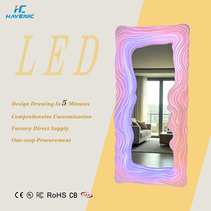 <span class=keywords><strong>Miroir</strong></span> de maquillage LED pleine longueur à forme irrégulière avec éclairage amélioré, cadre en MDF, mural, anti-explosion, pour chambre à coucher - Product Image 1