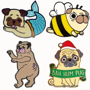 Spark Your Cutie Puppy <span class=keywords><strong>Carlin</strong></span> Style Unique et <span class=keywords><strong>Mignon</strong></span> Chien Images Épingles En Émail À La Mode Conception Libre Faible Quantité Usine Prix Badge Pin - Product Image 2