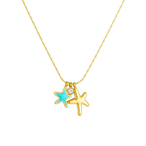 Starfish Pendant Necklace Gold Plated Chain Blue Enamel Charm Women's Fashion Jewelry Gift Yiwu Origin - Product Image 4