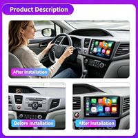 Autoradio multimédia Android 9 pouces pour Honda CRV 2012-2016, navigation GPS, stéréo, prise en charge du CarPlay sans fil, caméra de recul