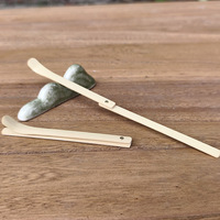 Cuillère à thé pliable en bambou blanc naturel avec logo personnalisé, compatible Matcha Chasen, outil gratte-thé, cuillère à mélanger portable