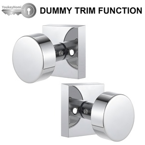 YoukeyHomi Hot Selling All-Function Entrance Keyed Privacy Passage <strong>Dummy</strong> Square <strong>Door</strong> <strong>Knob</strong> Handle Lock Polished Bright <strong>Chrome</strong> - Product Image 6