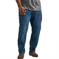 Jean droit fuselé pour homme grande taille et très grande taille, style vintage, Maddox, denim délavé moyen, taille mi-haute, 52W X 30L