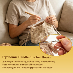Knitting Tools 11-pieces Different Sizes Needlework Solid Wood Handle Metal <b>Hook</b> <b>Crochet</b> <b>Hook</b> - Product Image 4