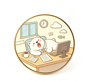 Pin Redondo de Metal Esmaltado con Diseño de Oso de Dibujos Animados, Decoración para Escritorio de Oficina, Regalo - Product Image 1