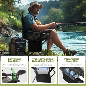 Chaise pliante de camping à dossier haut, fauteuil de loisirs pour pique-nique en plein air, plage, pêche, jardin, chaise inclinable pliable pour la pêche - Product Image 5