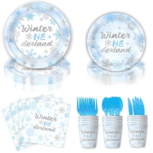 Vaisselle et décorations de fête à thème de flocon de neige Assiettes en papier du monde de la neige Accessoires de tasses pour le divertissement de fête - Product Image 5