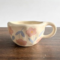 Ensemble tasse à thé et soucoupe en céramique sous glaçure, style INS, Noël, peint à la main, mignon, portable, Chine