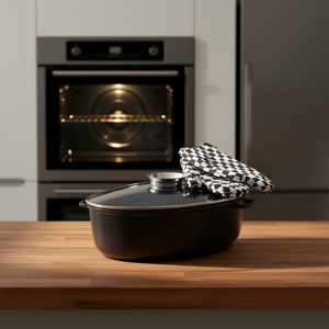 Goose Roaster Delta With Lid And Gloves Black 4.5 Ltr Oval Shape For Oven Use - Product Image 3