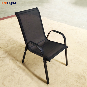 Uplion Patio Metal Dining Stacking Garden <strong>Chair</strong> With <strong>Arm</strong> Comfort Flex Material Popular <strong>Black</strong> Outdoor Metal Stacking <strong>Chair</strong> - Product Image 3