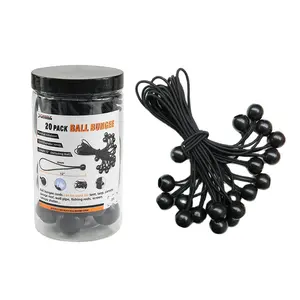 Wholesale Price 4mm High Elastic Tent Ball Head Black Bungee Cords Rubber Latex Loop Bungee Cord With Ball