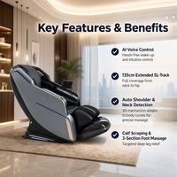 Fauteuil de massage inclinable de luxe à commande vocale IA avec mécanisme 3D et massage des pieds en trois étapes pour la relaxation à domicile