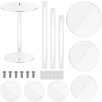 Lot de 3 supports à gâteaux en acrylique, support à gâteaux transparent, support à gâteaux rond pour présentoir de table à dessert pour mariage, événement, fête d'anniversaire