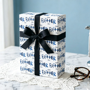 Father's Day Wrapping <b>Paper</b> <b>Roll</b>, Blue 'Happy Father‘s Day' Text Composed of Tie Game Controller Pattern Gift <b>Wrap</b> <b>Paper</b> - Product Image 2