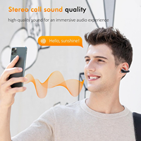 Earbud Nirkabel YYK-Q71 Model Jepit Telinga, Tahan Air IPX7, Bass HIFI, Layar Daya Digital LED, Earphone Open Ear untuk Olahraga dan Workout