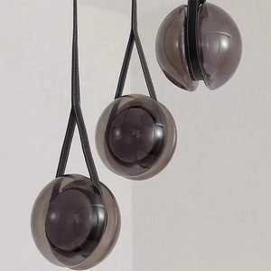 Suspension en verre <span class=keywords><strong>Blackhole</strong></span>, abat-jour en verre gris fumé avec sangle en cuir, hauteur réglable, LED pour café, bar, chambre à coucher - Product Image 3