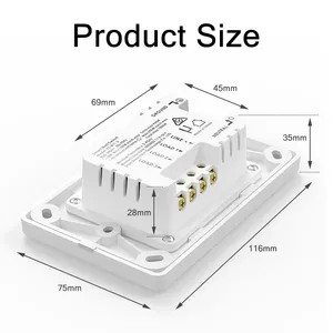 Interrupteur intelligent WiFi KS811F AU/US, interrupteurs muraux en plastique, fil neutre requis, indicateur LED, compatible Alexa et <span class=keywords><strong>Google</strong></span> <span class=keywords><strong>Home</strong></span> - Product Image 6