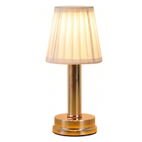 Lámpara de Escritorio Moderna Dorada, Recargable Tipo C, LED Regulable con Pantalla de Tela para Dormitorio, Mesita de Noche, Decoración del Hogar