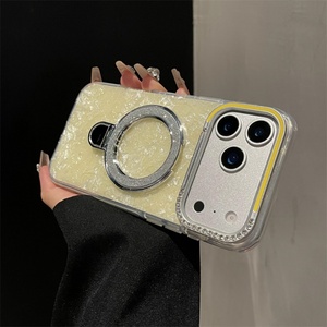 Funda Magnética con Purpurina para Teléfono Móvil iPhone 17 Air 16 15 Pro Max, Soporte con Lente de Diamante, Cubierta Trasera de PC TPU IMD - Product Image 3