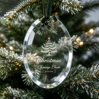 Ornements de Noël en verre transparent HBL en gros, personnalisables avec logo, pendentifs en cristal, décorations suspendues claires