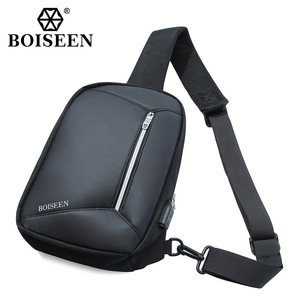 Boiseen Men's Crossbody <b>Backpack</b> Black <b>Large</b> Capacity With Usb Charging Leisure Travel Shoulder Bag - Product Image 4