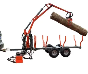 China 1.5tons ATV Forest Timber Wood Log Trailer with Grapple Crane